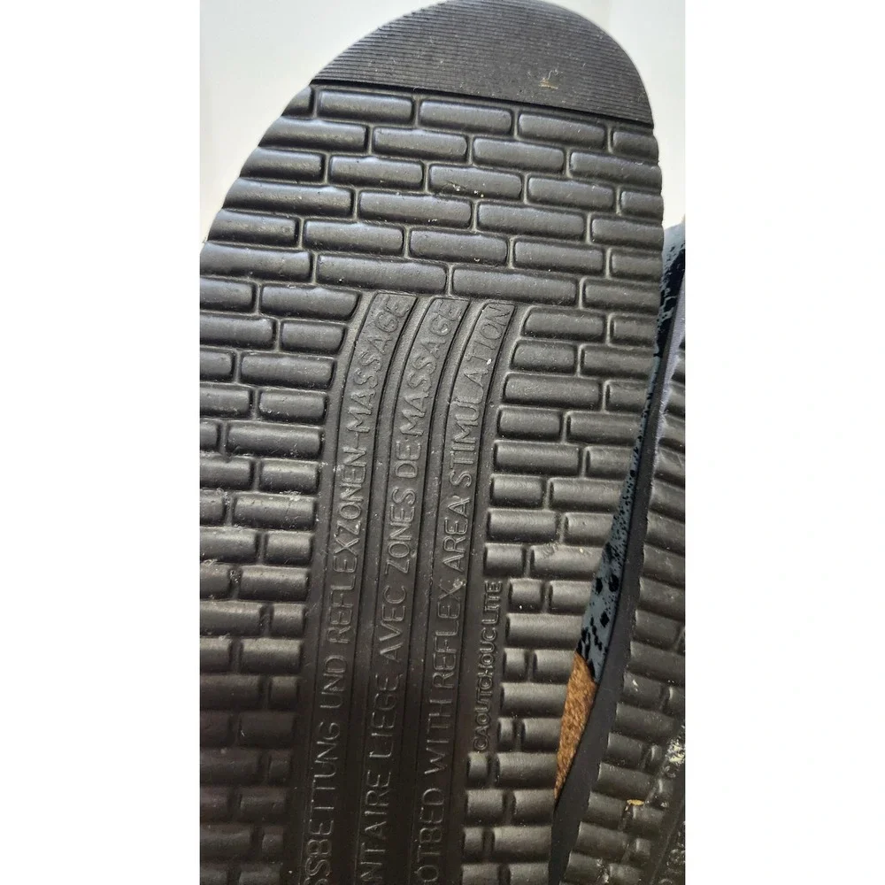 Mephisto Agave Metallic Blue Splatter Leather Slide Sandals Navy Mens 41